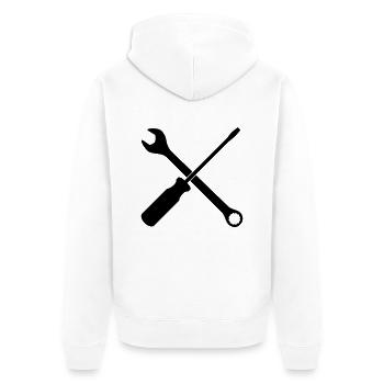 Schraubenzieher Schlüssel - Unisex Premium Bio Zip Hoodie - Weiß - Hinten - Thijin (182cm)