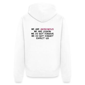 Anonymous - Unisex Premium Bio Zip Hoodie - Weiß - Hinten - Thijin (182cm)