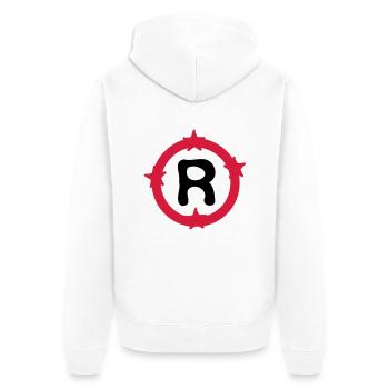 Lettre R & Cercle motif de formes - Veste à capuche bio Premium Unisexe - blanc - Dos - Thijin (182cm)