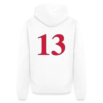 13 - Unisex Premium Organic Zip Hoodie - white - Back - Thijin (182cm)