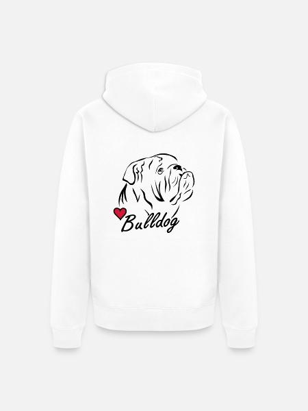 Bulldog ♥ - Unisex Premium Bio Zip Hoodie - Weiß