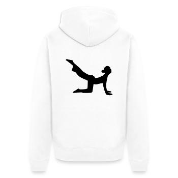 yoga_woman_silhouette_7 - Unisex Premium Bio Zip Hoodie - Weiß - Hinten - Thijin (182cm)