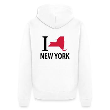 I love New York - Unisex Premium Bio Zip Hoodie - Weiß - Hinten - Thijin (182cm)
