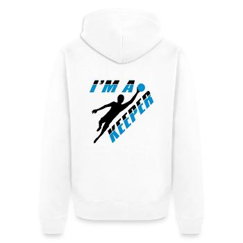 i am a keeper torwart torhueter halten fussball sc - Unisex Premium Bio Zip Hoodie - Weiß - Hinten - Thijin (182cm)