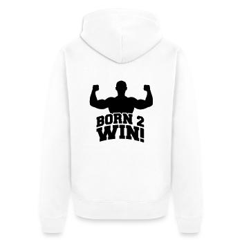 born_2_win_uf1 - Unisex Premium Organic Zip Hoodie - white - Back - Thijin (182cm)