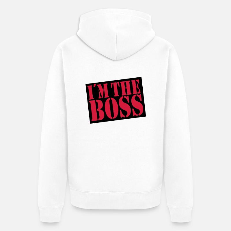 Boss - Unisex Premium Bio Zip Hoodie - Weiß