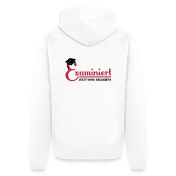 examiniert - jetzt wird delegiert - Unisex Premium Organic Zip Hoodie - white - Back - Thijin (182cm)