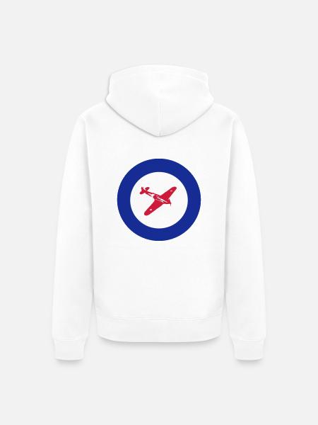 Hurricane Roundel - Unisex Premium Organic Zip Hoodie - white