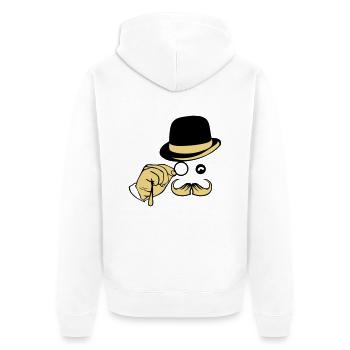 smiley chapeau monocle moustache melon - Veste à capuche bio Premium Unisexe - blanc - Dos - Thijin (182cm)
