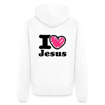 i Love Jesus_V1 - Unisex Premium Organic Zip Hoodie - white - Back - Thijin (182cm)