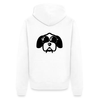 hund witzig lieb sonnenbrille - Unisex Premium Bio Zip Hoodie - Weiß - Hinten - Thijin (182cm)