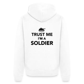 Soldat - Unisex Premium Bio Zip Hoodie - Weiß - Hinten - Thijin (182cm)