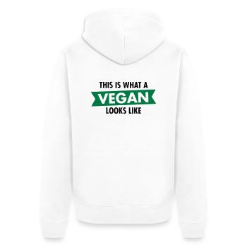 This Is What A Vegan Looks Like - Unisex Premium Bio Zip Hoodie - Weiß - Hinten - Thijin (182cm)