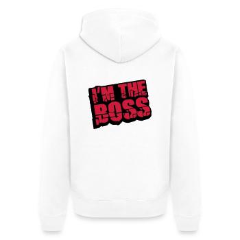 Cool I´m la conception de Logo Boss - Veste à capuche bio Premium Unisexe - blanc - Dos - Thijin (182cm)