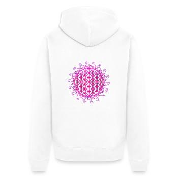 Fleur de vie, Flower of life, géométrie sacrée - Veste à capuche bio Premium Unisexe - blanc - Dos - Thijin (182cm)