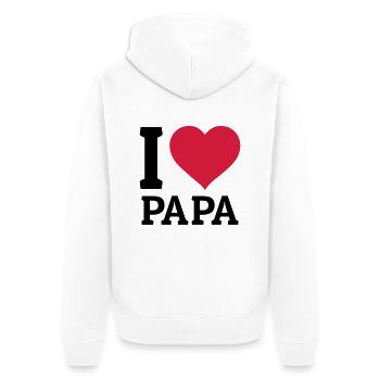 I love Papa - Unisex Premium Bio Zip Hoodie - Weiß - Hinten - Thijin (182cm)