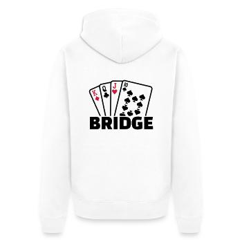 Bridge - Unisex Premium Bio Zip Hoodie - Weiß - Hinten - Thijin (182cm)
