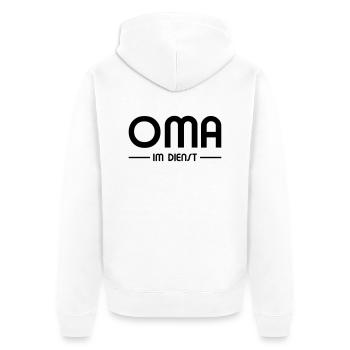 Oma im Dienst - Unisex Premium Bio Zip Hoodie - Weiß - Hinten - Thijin (182cm)