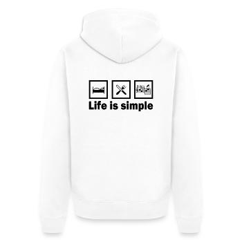 lifeissimple_musik - Unisex Premium Bio Zip Hoodie - Weiß - Hinten - Thijin (182cm)
