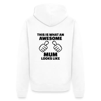 Mutter - Unisex Premium Bio Zip Hoodie - Weiß - Hinten - Thijin (182cm)