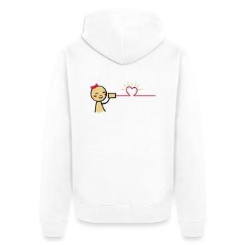 love tin can telephone couple shirt - girl - Unisex Premium Bio Zip Hoodie - Weiß - Hinten - Thijin (182cm)