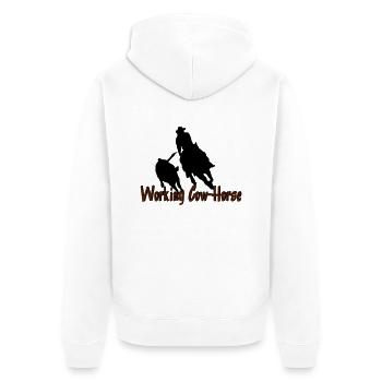 workingcowhorse - Unisex Premium Bio Zip Hoodie - Weiß - Hinten - Thijin (182cm)