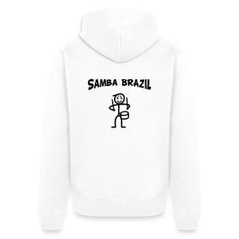 Samba Brazil - Unisex Premium Bio Zip Hoodie - Weiß - Hinten - Thijin (182cm)