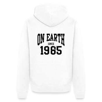Birthday - On Earth Since 1985 - Geburtstag - Veste à capuche bio Premium Unisexe - blanc - Dos - Thijin (182cm)