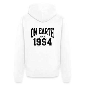 Birthday - On Earth Since 1994 - Geburtstag - Unisex Premium Organic Zip Hoodie - white - Back - Thijin (182cm)