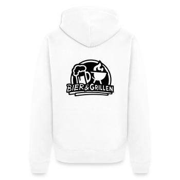 Bier & Grillen 01 - Unisex Premium Bio Zip Hoodie - Weiß - Hinten - Thijin (182cm)