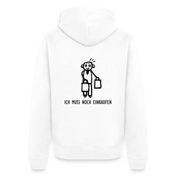 Muss noch einkaufen - Unisex Premium Bio Zip Hoodie - Weiß - Hinten - Thijin (182cm)