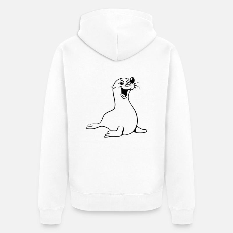 seehund drôle - Veste à capuche bio Premium Unisexe - blanc