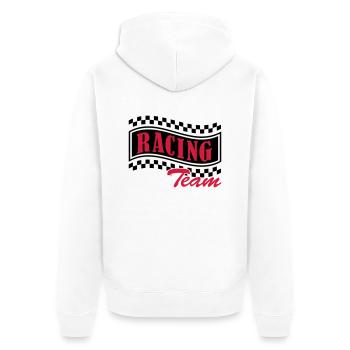 racing_team_002 - Unisex Premium Bio Zip Hoodie - Weiß - Hinten - Thijin (182cm)