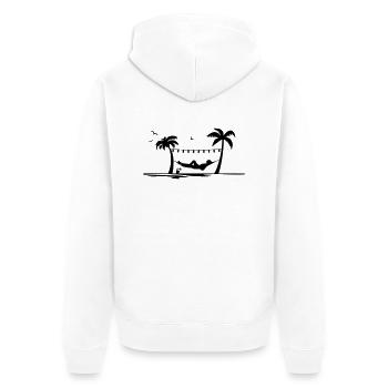 Sommer - Hängematte - Unisex Premium Bio Zip Hoodie - Weiß - Hinten - Thijin (182cm)