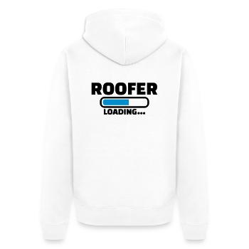 Dachdecker - Unisex Premium Bio Zip Hoodie - Weiß - Hinten - Thijin (182cm)