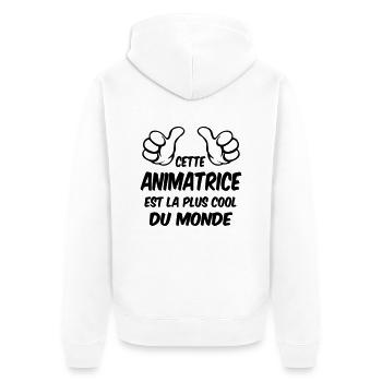 Animateur / Animatrice / Animator / Animador / No - Unisex Premium Bio Zip Hoodie - Weiß - Hinten - Thijin (182cm)