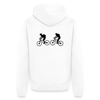 Sport - Fahrrad Mountainbike - Unisex Premium Bio Zip Hoodie - Weiß - Hinten - Thijin (182cm)