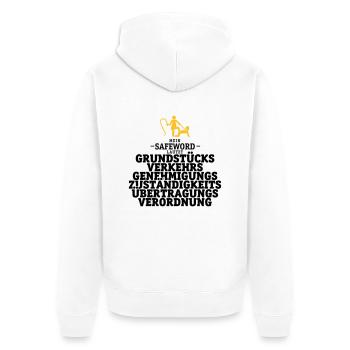 Mein Safeword lautet - Unisex Premium Bio Zip Hoodie - Weiß - Hinten - Thijin (182cm)