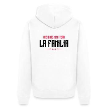 familia nie ohne mein team - Unisex Premium Bio Zip Hoodie - Weiß - Hinten - Thijin (182cm)