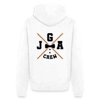 jga crew - Unisex Premium Bio Zip Hoodie - Weiß - Hinten - Thijin (182cm)