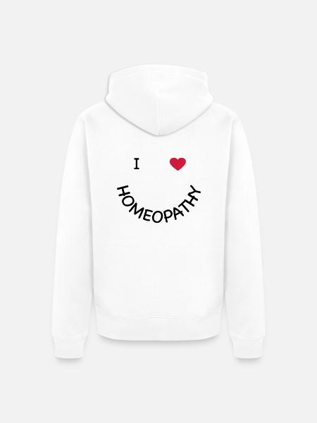 I love homeopathy - Unisex Premium Organic Zip Hoodie - white