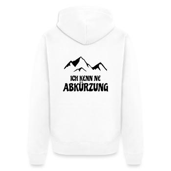ich kenn ne Abkürzung Berge - Unisex Premium Bio Zip Hoodie - Weiß - Hinten - Thijin (182cm)