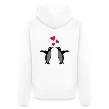 pinguine herzen - Unisex Premium Bio Zip Hoodie - Weiß - Hinten - Thijin (182cm)