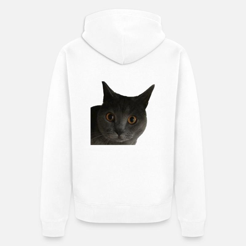 chat gros plan - Veste à capuche bio Premium Unisexe - blanc
