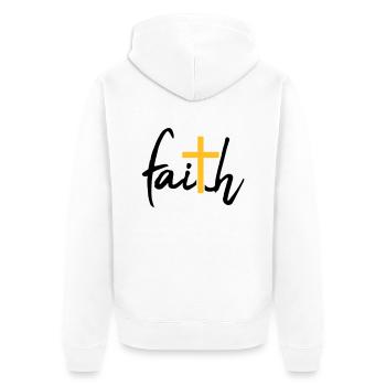 Faith Cross Faith - Unisex Premium Organic Zip Hoodie - white - Back - Thijin (182cm)