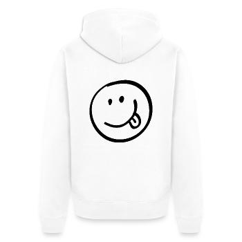 Freches Gesicht - Unisex Premium Bio Zip Hoodie - Weiß - Hinten - Thijin (182cm)