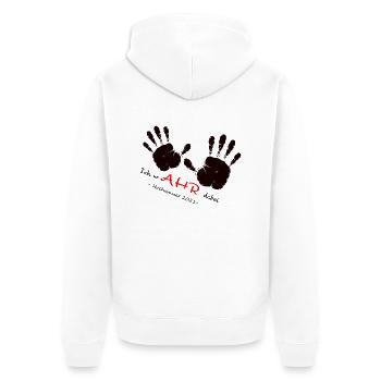 I wAHR dabei-We AHR together-Ahrtal Flood - Unisex Premium Organic Zip Hoodie - white - Back - Thijin (182cm)