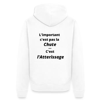 L important c est pas la chute - Veste à capuche bio Premium Unisexe - blanc - Dos - Thijin (182cm)