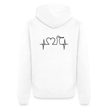 Puls Herz4 - Unisex Premium Bio Zip Hoodie - Weiß - Hinten - Thijin (182cm)
