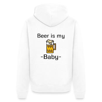 Outfit (Bier-Geschenk) - Unisex Premium Bio Zip Hoodie - Weiß - Hinten - Thijin (182cm)
